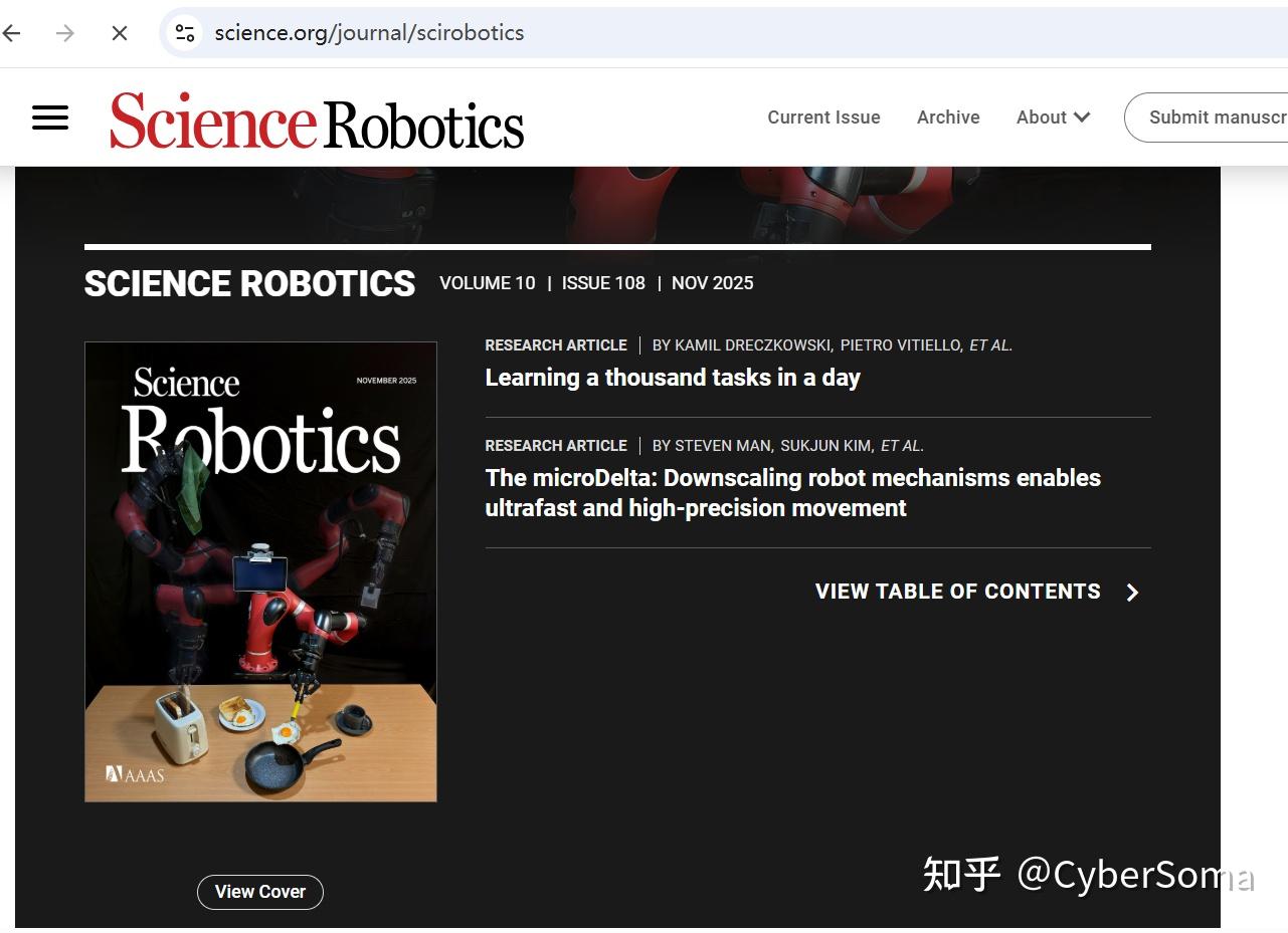 Science Robotic封面大作！机械臂24h学会1000项任务？抱抱脸点赞系列